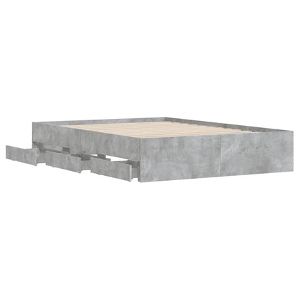 sengeramme med skuffer 120x190 cm konstrueret træ betongrå