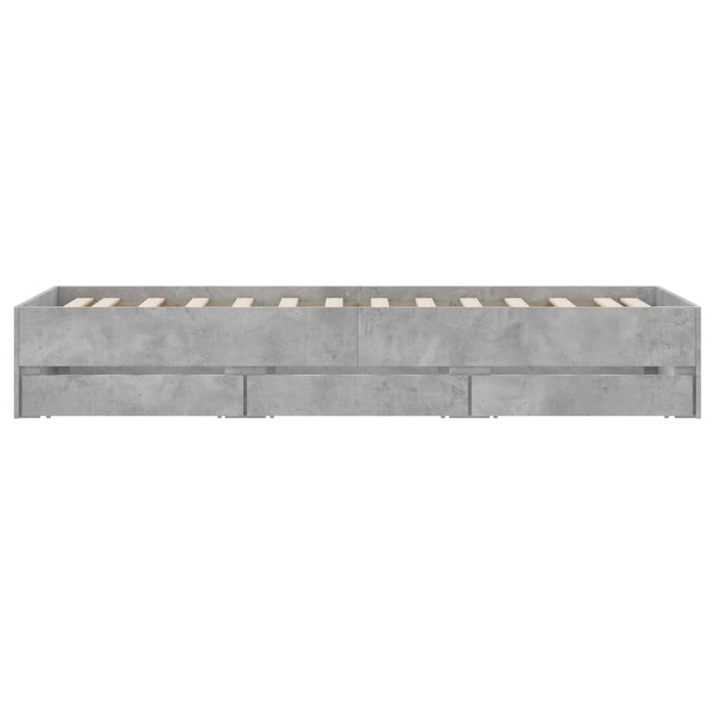 sengeramme med skuffer 75x190 cm konstrueret træ betongrå