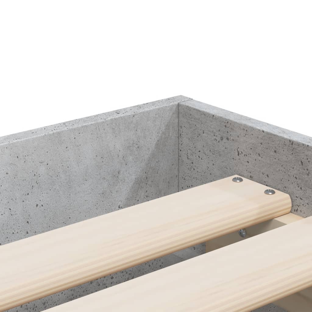 sengeramme med skuffer 75x190 cm konstrueret træ betongrå