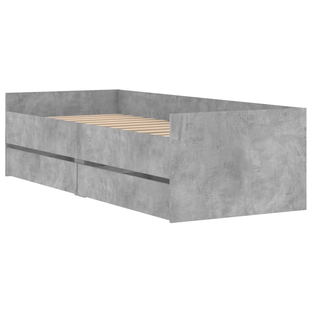 sengeramme med skuffer 100x200 cm betongrå