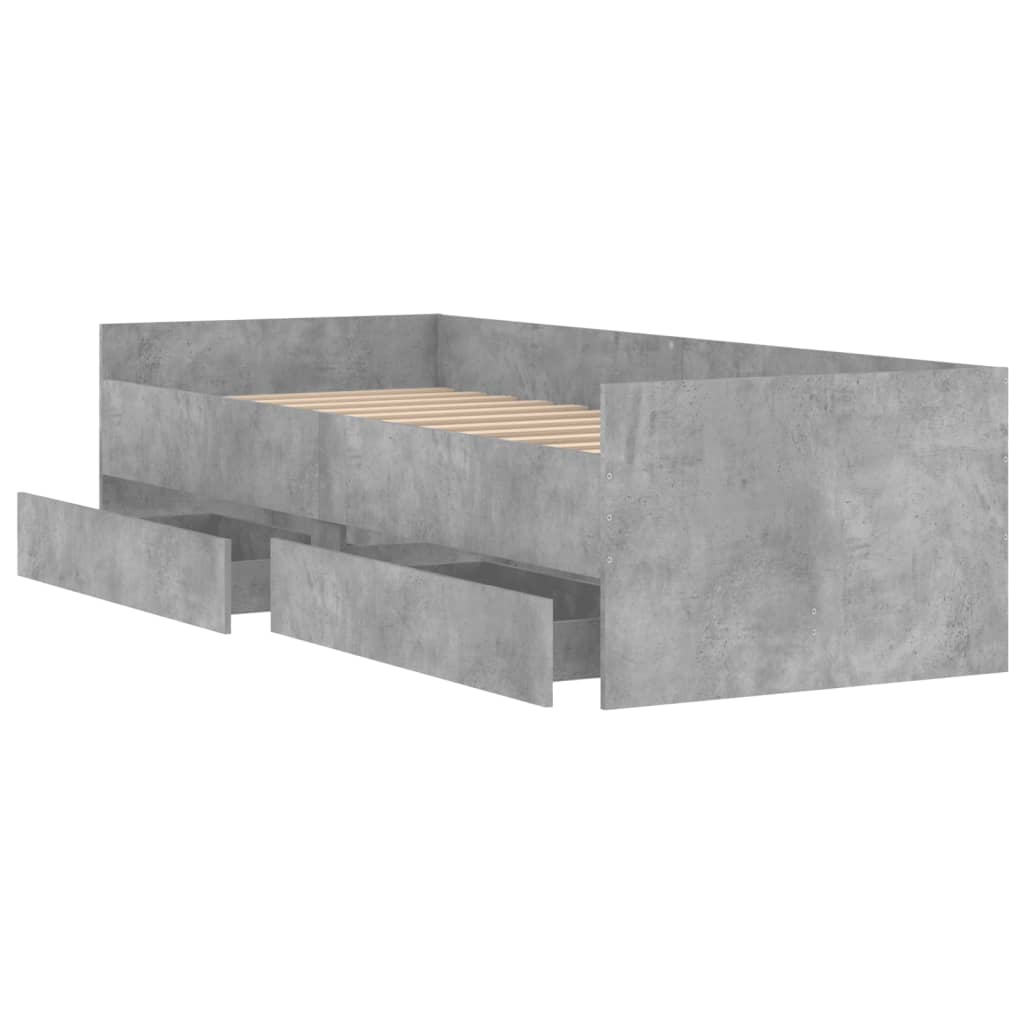 sengeramme med skuffer 100x200 cm betongrå