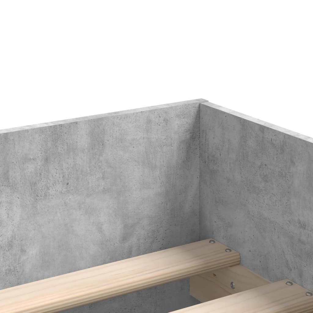 sengeramme med skuffer 100x200 cm betongrå