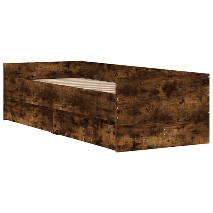 sengeramme med skuffer 90x200 cm røget egetræsfarve