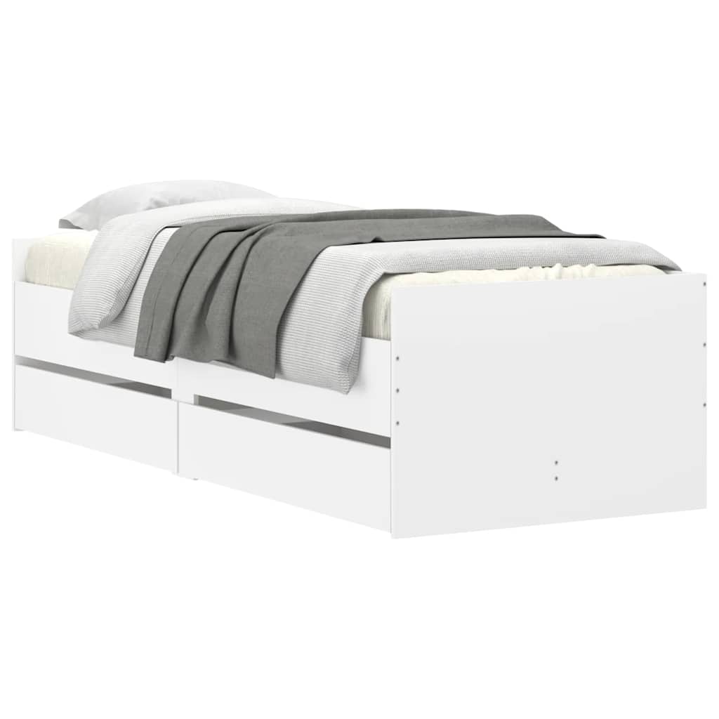 sengeramme med skuffer 90x190 cm hvid