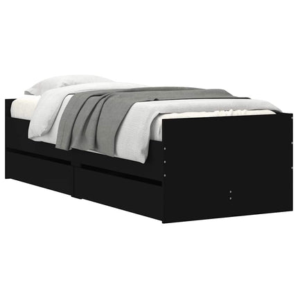 sengeramme med skuffer 90x190 cm sort