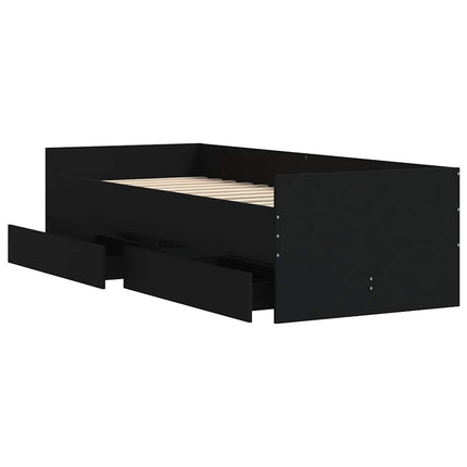 sengeramme med skuffer 90x190 cm sort