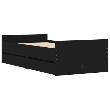 sengeramme med skuffer 90x190 cm sort