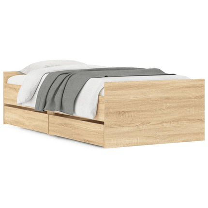 sengeramme med skuffer 90x190 cm egetræsfarve