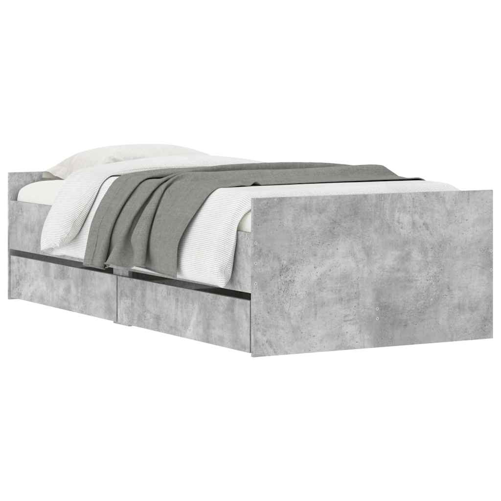 sengeramme med skuffer 90x190 cm betongrå