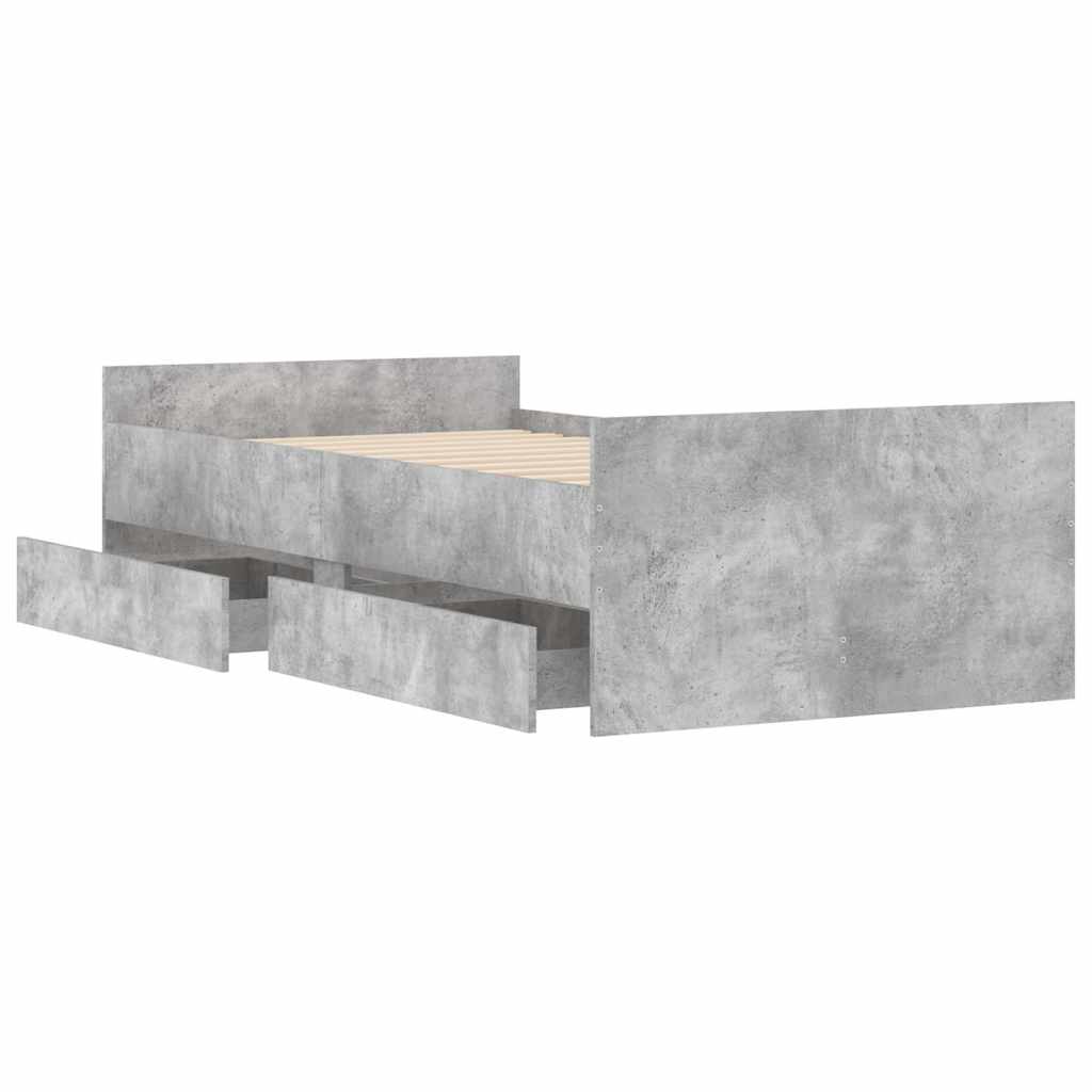 sengeramme med skuffer 90x190 cm betongrå