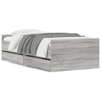 sengeramme med skuffer 90x190 cm grå sonoma-eg