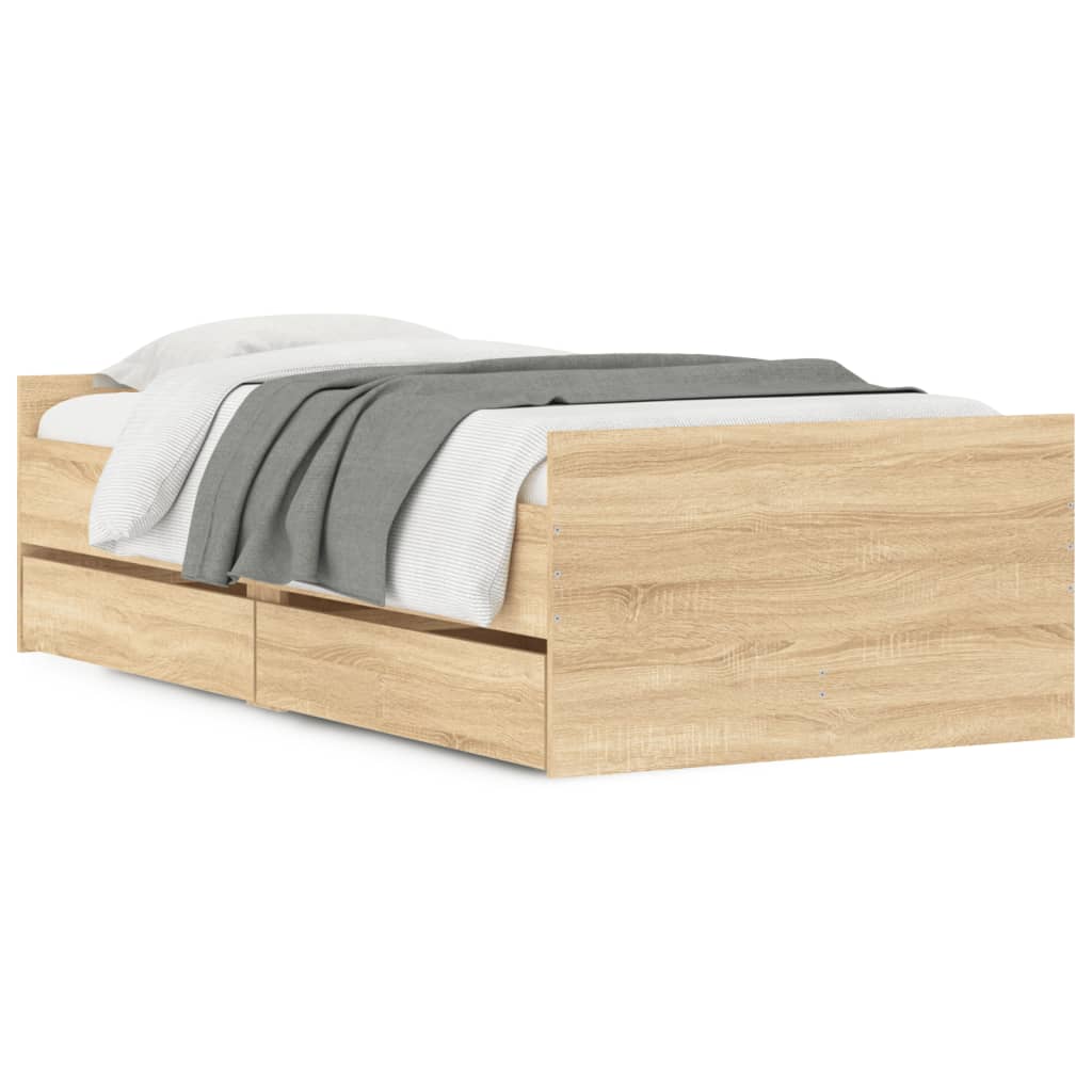 sengeramme med skuffer 75x190 cm Small Single sonoma-eg