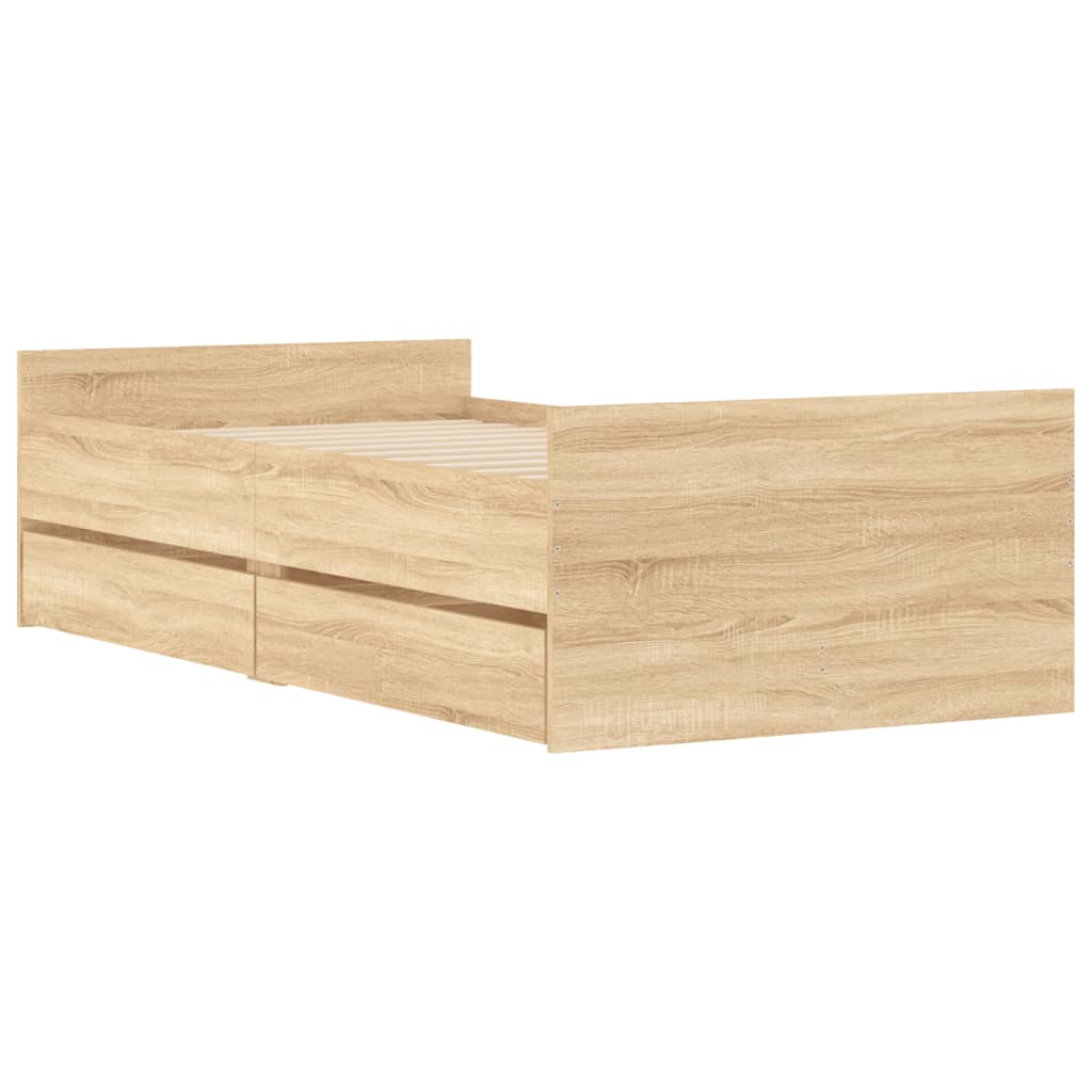 sengeramme med skuffer 75x190 cm Small Single sonoma-eg