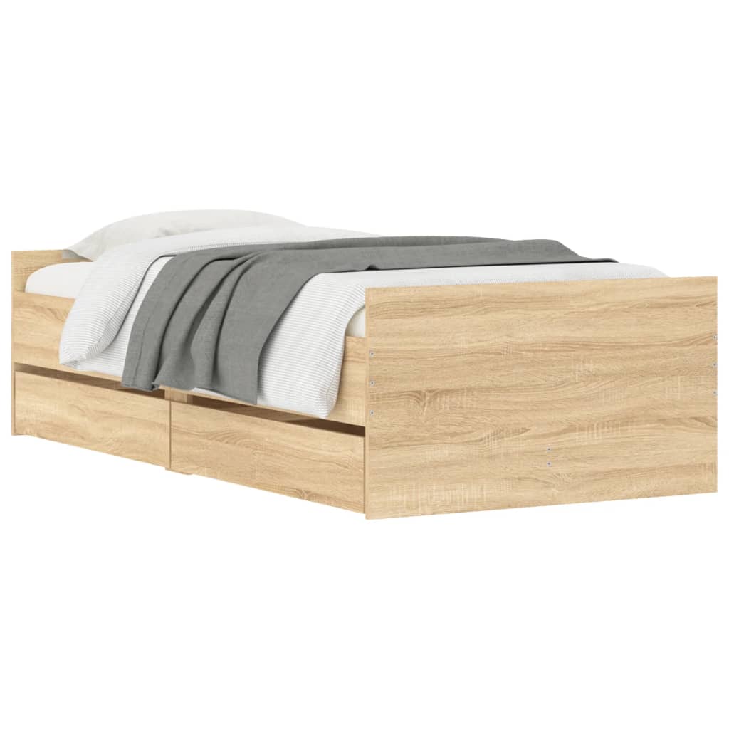 sengeramme med skuffer 75x190 cm Small Single sonoma-eg