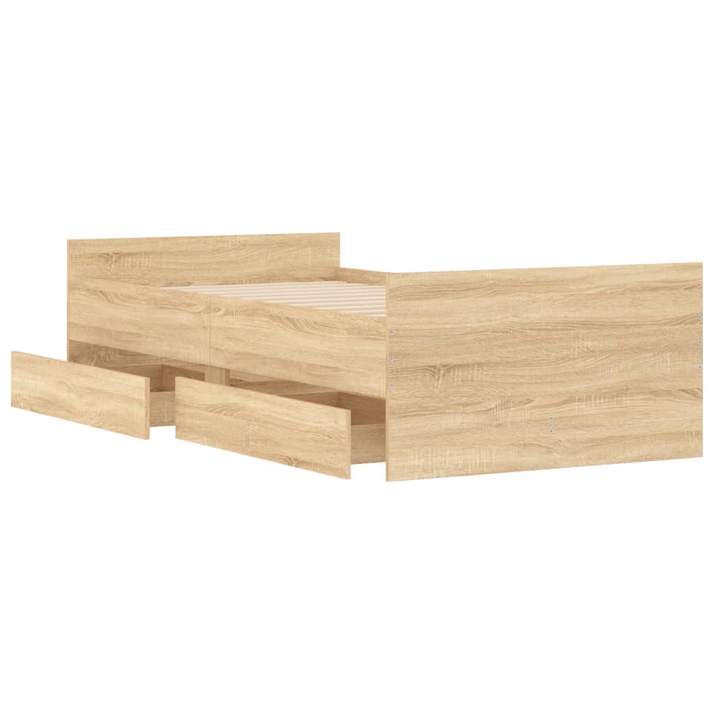 sengeramme med skuffer 75x190 cm Small Single sonoma-eg