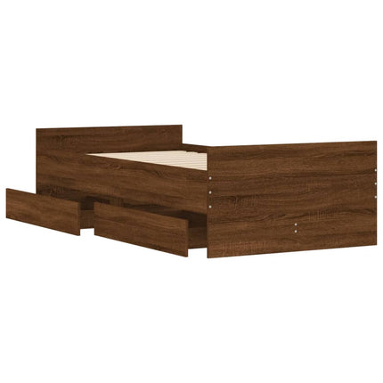 sengeramme med skuffer 75x190 cm Small Single brun egetræsfarve