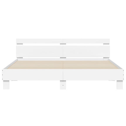 sengeramme med sengegavl 200x200 cm konstrueret træ hvid