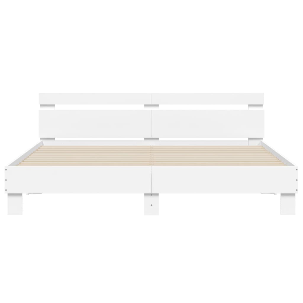 sengeramme med sengegavl 200x200 cm konstrueret træ hvid