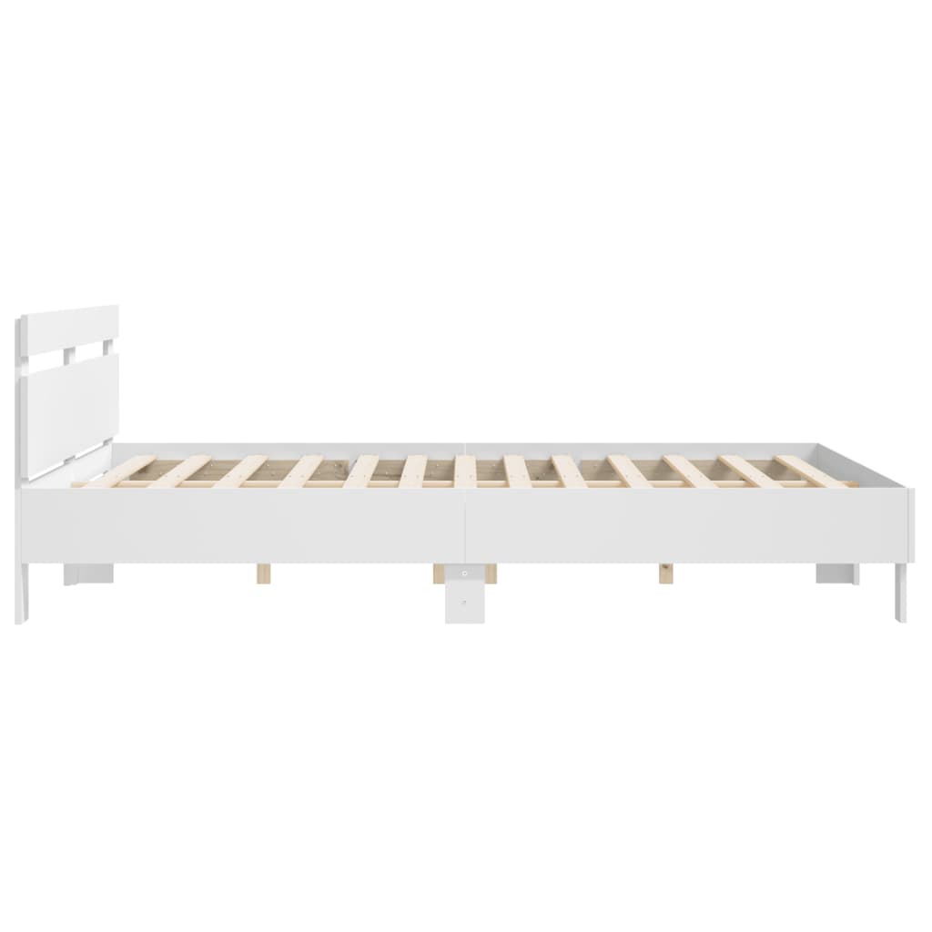 sengeramme med sengegavl 200x200 cm konstrueret træ hvid