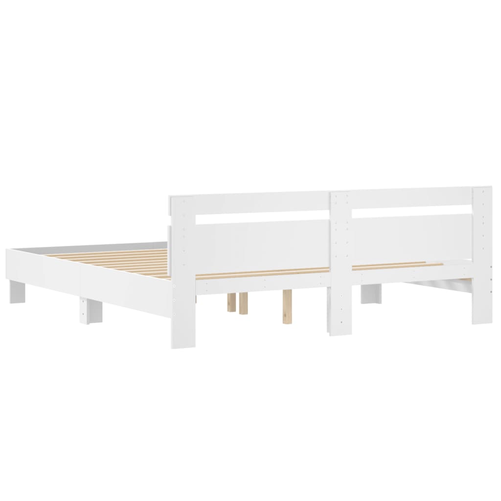 sengeramme med sengegavl 200x200 cm konstrueret træ hvid
