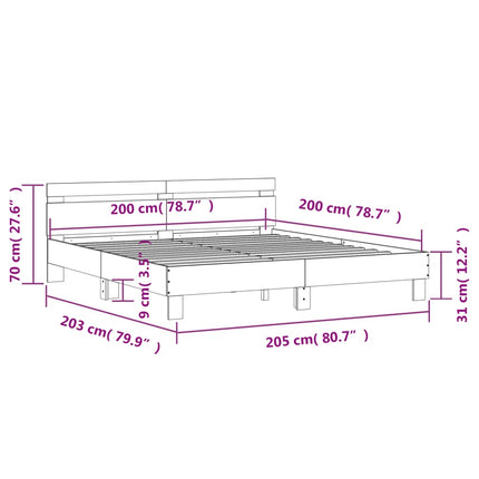sengeramme med sengegavl 200x200 cm konstrueret træ hvid