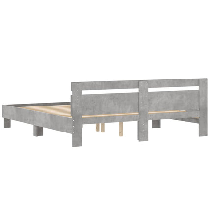 sengeramme med sengegavl 200x200 cm konstrueret træ betongrå