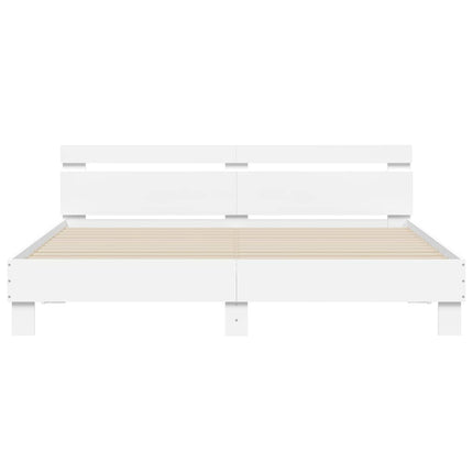 sengeramme med sengegavl 180x200 cm konstrueret træ hvid