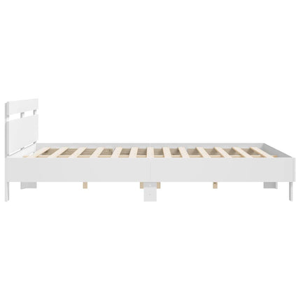 sengeramme med sengegavl 180x200 cm konstrueret træ hvid