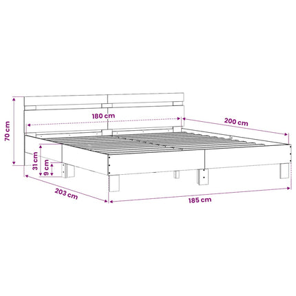 sengeramme med sengegavl 180x200 cm konstrueret træ sort