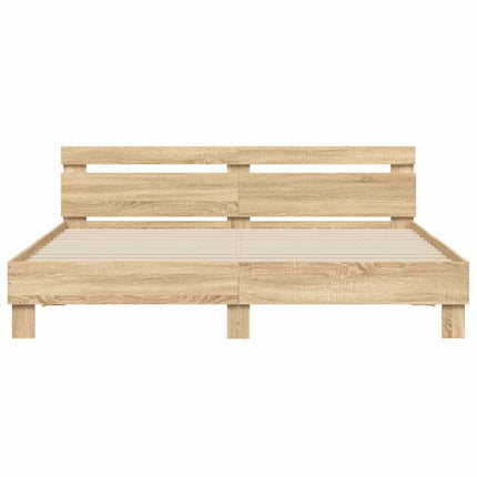 sengeramme med sengegavl 180x200 cm konstrueret træ sonoma-eg