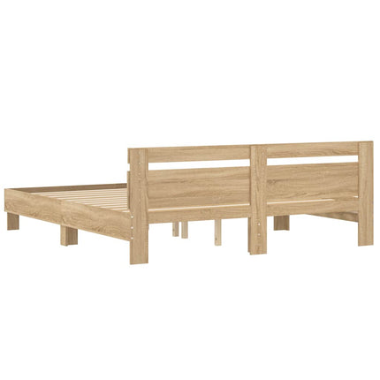 sengeramme med sengegavl 180x200 cm konstrueret træ sonoma-eg