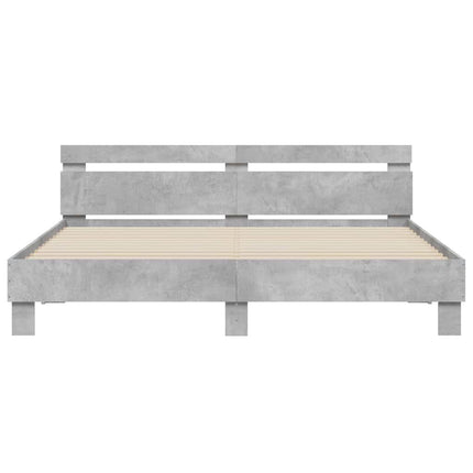 sengeramme med sengegavl 180x200 cm konstrueret træ betongrå