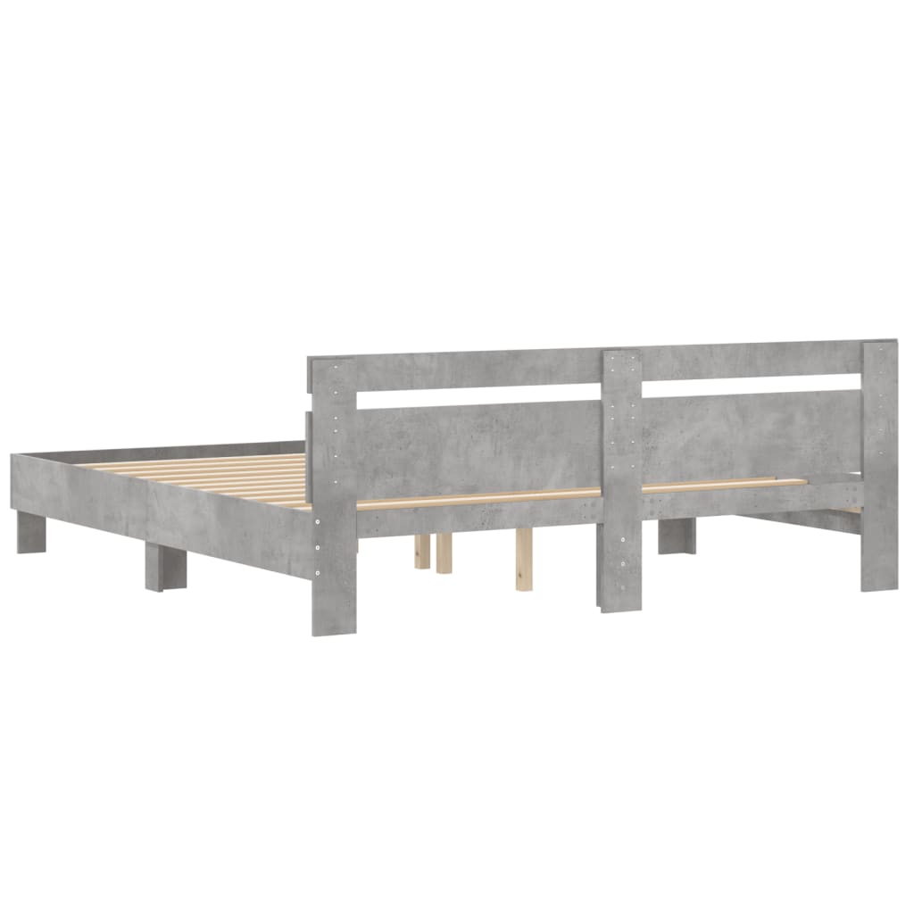 sengeramme med sengegavl 180x200 cm konstrueret træ betongrå