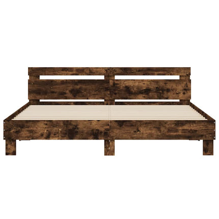 sengeramme med sengegavl 180x200 cm konstrueret træ røget eg