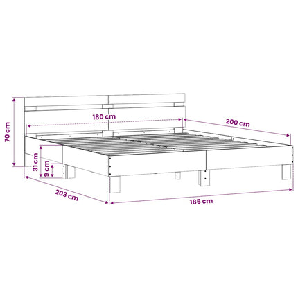 sengeramme med sengegavl 180x200 cm konstrueret træ røget eg