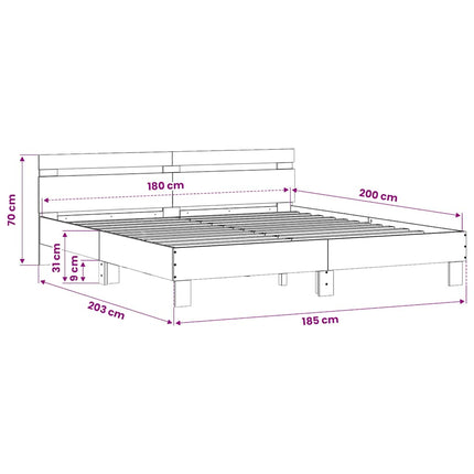 sengeramme med sengegavl 180x200 cm konstrueret træ grå sonoma