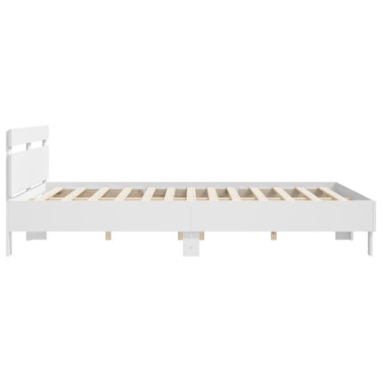 sengeramme med sengegavl 160x200 cm konstrueret træ hvid