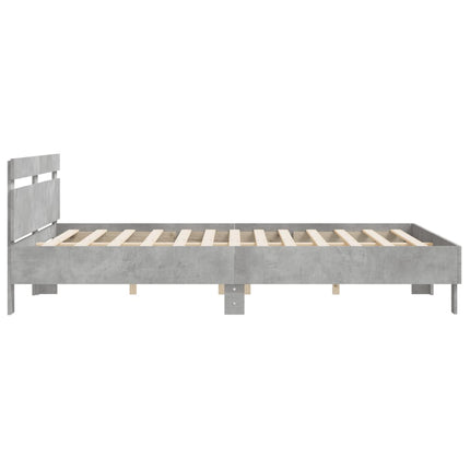 sengeramme med sengegavl 160x200 cm konstrueret træ betongrå