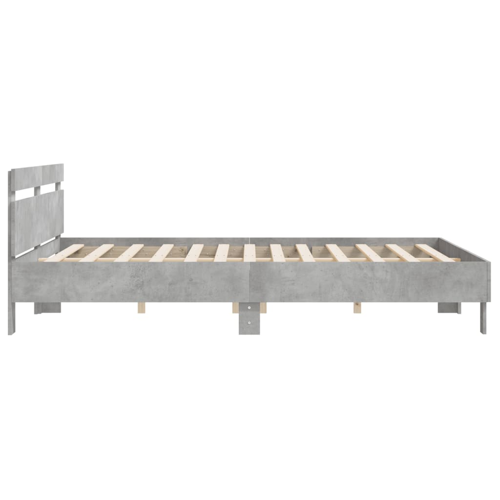 sengeramme med sengegavl 160x200 cm konstrueret træ betongrå