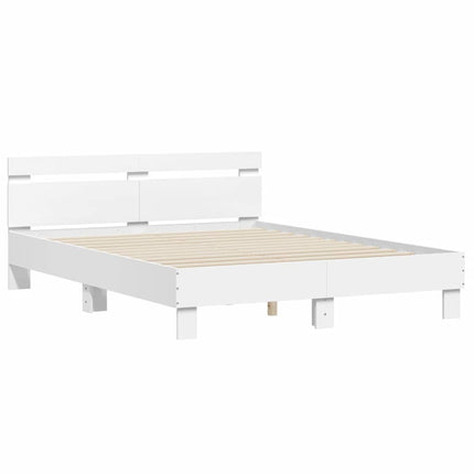sengeramme med sengegavl 150x200 cm konstrueret træ hvid