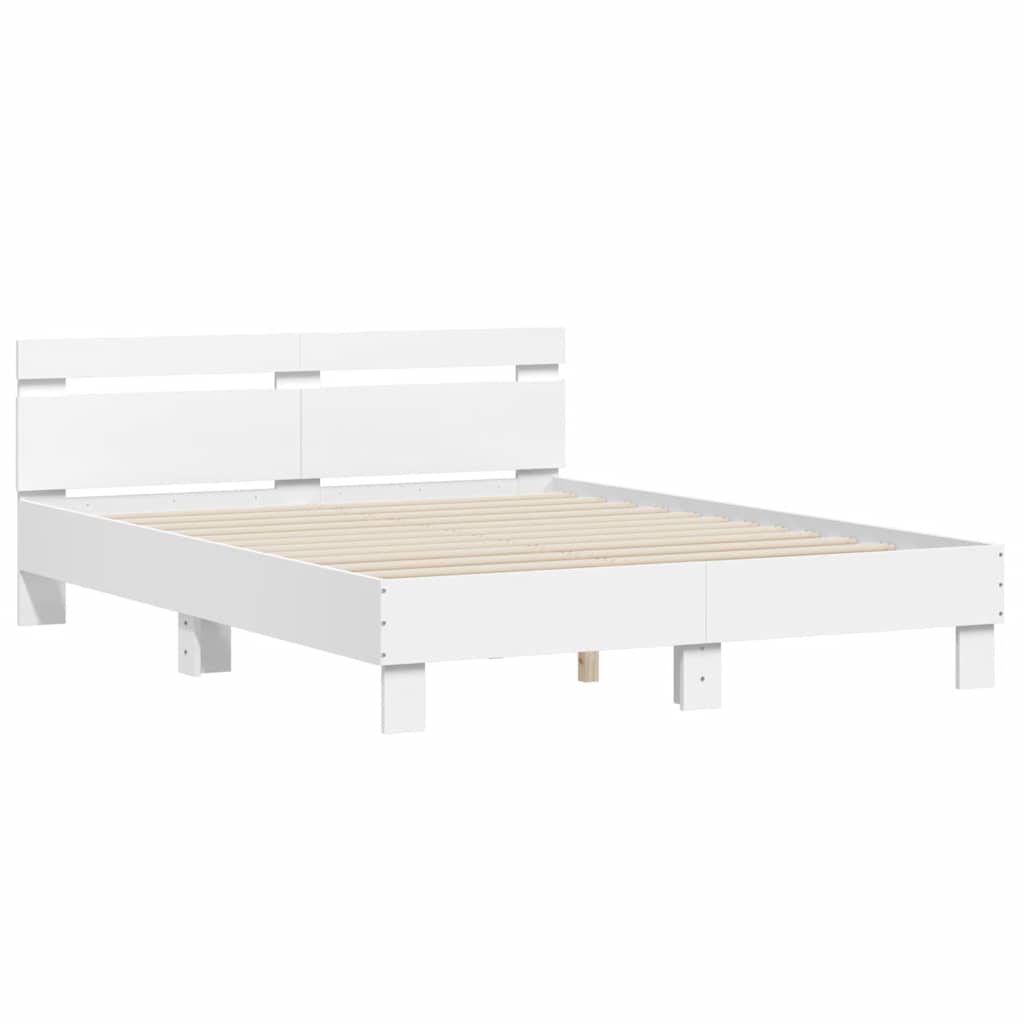sengeramme med sengegavl 150x200 cm konstrueret træ hvid