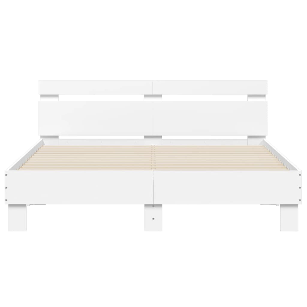 sengeramme med sengegavl 150x200 cm konstrueret træ hvid
