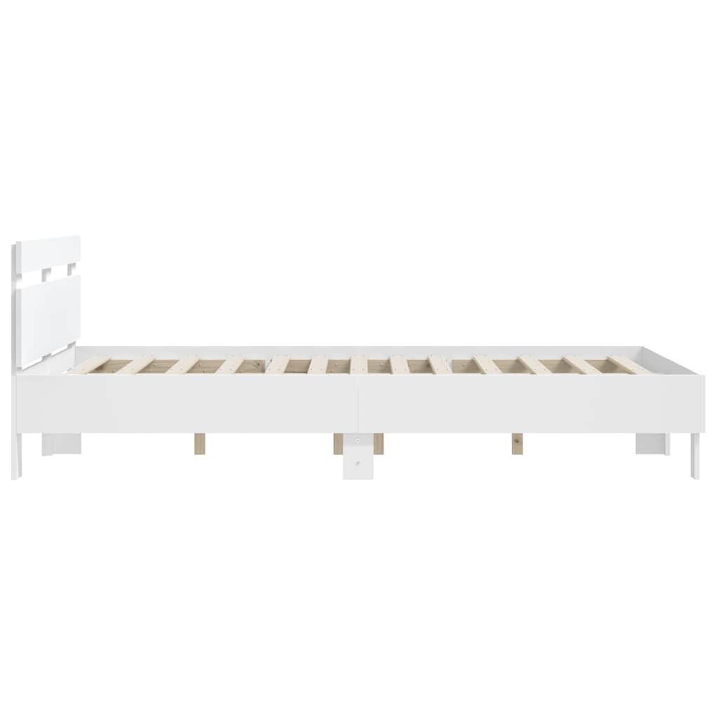 sengeramme med sengegavl 150x200 cm konstrueret træ hvid