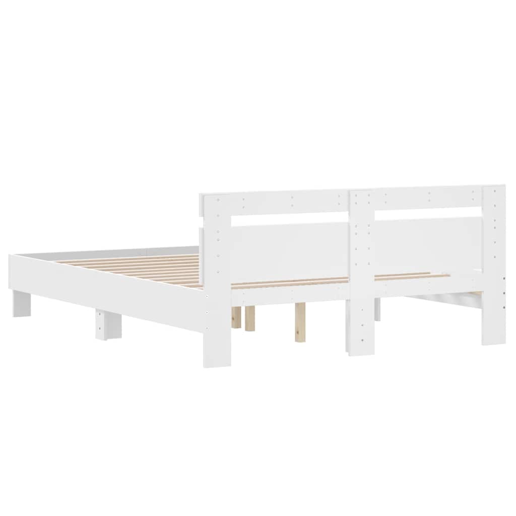 sengeramme med sengegavl 150x200 cm konstrueret træ hvid