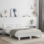 sengeramme med sengegavl 150x200 cm konstrueret træ hvid