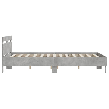 sengeramme med sengegavl 150x200 cm konstrueret træ betongrå