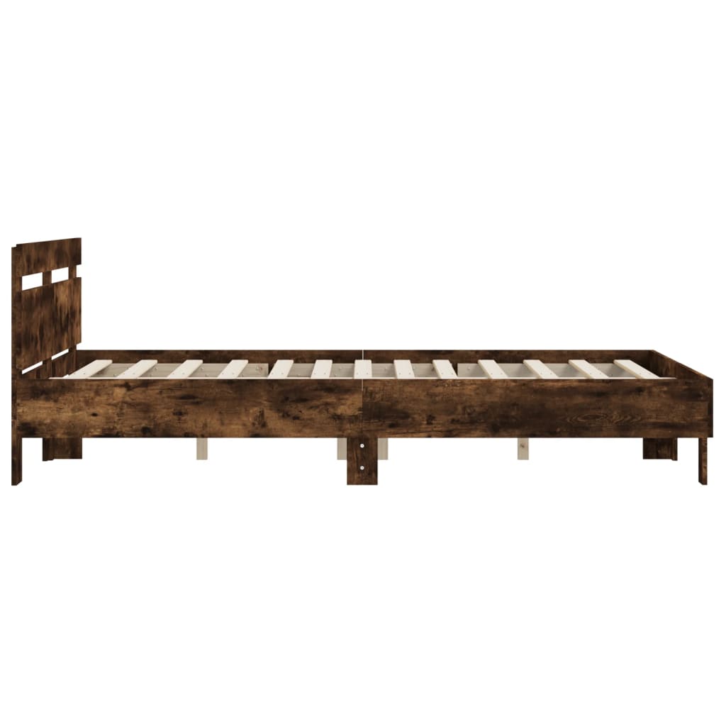 sengeramme med sengegavl 150x200 cm konstrueret træ røget eg
