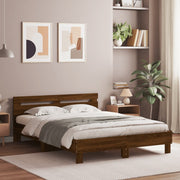 sengeramme med sengegavl 150x200 cm konstrueret træ brunt eg