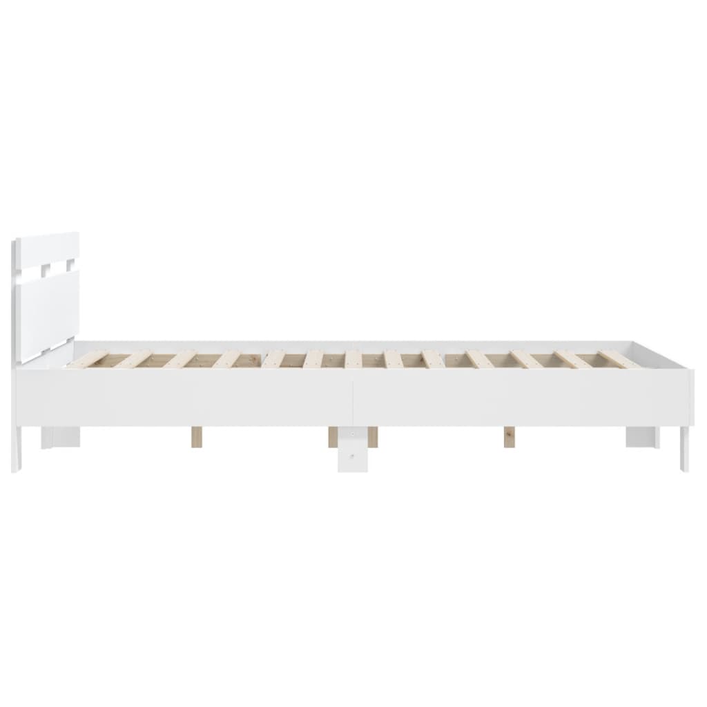 sengeramme med sengegavl 140x200 cm konstrueret træ hvid
