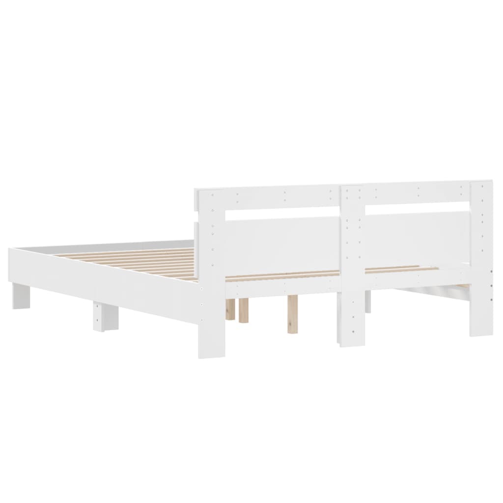 sengeramme med sengegavl 140x200 cm konstrueret træ hvid